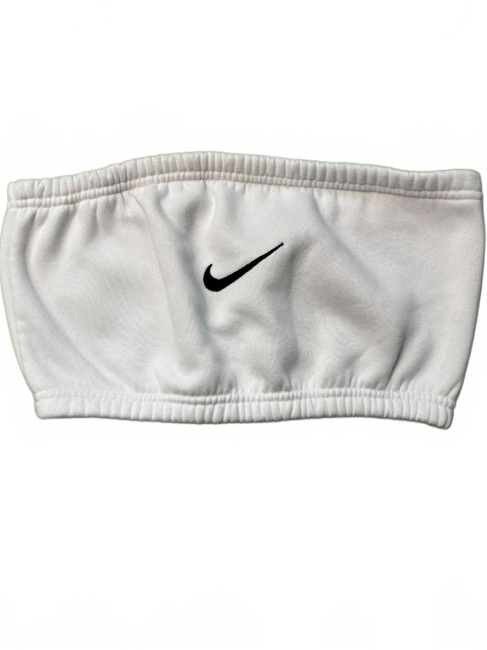 White Elastic Bandeau Top with Swoosh